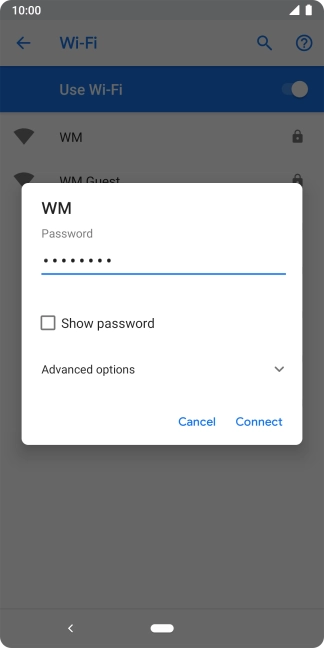 Key in the password for the Wi-Fi network and press Connect.
