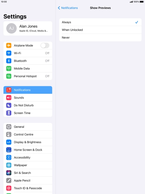 To select notification preview on the lock screen, press Always. To select notification preview on the lock screen, press Always.