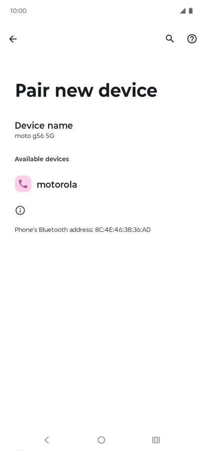 Press the required Bluetooth device and follow the instructions on the screen to pair the device with your phone.