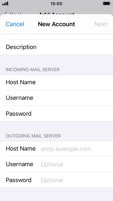 Press Host Name and key in the name of your email provider's outgoing server. Please note that if you can't send email messages when using your email provider's outgoing server, key in smtp.vodafone.net.au (Vodafone's outgoing server). Press Host Name and key in the name of your email provider's outgoing server. Please note that if you can't send email messages when using your email provider's outgoing server, key in smtp.vodafone.net.au (Vodafone's outgoing server).