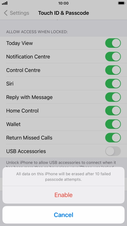 If you turn on the function, press Enable. If you turn on the function, press Enable.