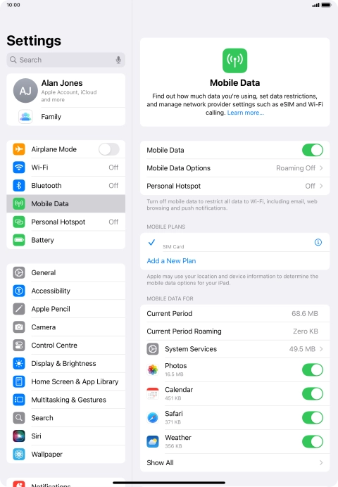 The total data usage is displayed next to Current Period.