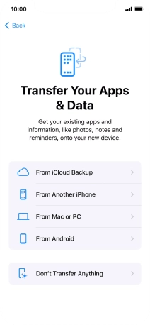 You can transfer content from an Android phone when your phone is activated for the first time and after a factory reset. When this screen is displayed, your phone is ready to transfer content from an Android phone.