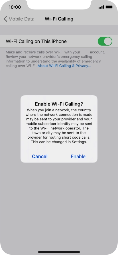 If you turn on the function, press Enable.