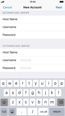 Press Username and key in the username for your email account. Please note that if you're using Vodafone's outgoing server, leave the username field empty.