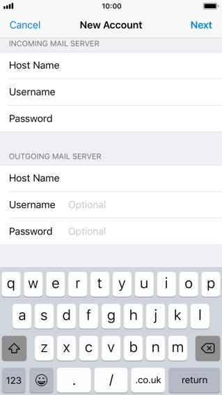 Press Username and key in the username for your email account. Please note that if you're using Vodafone's outgoing server, leave the username field empty.