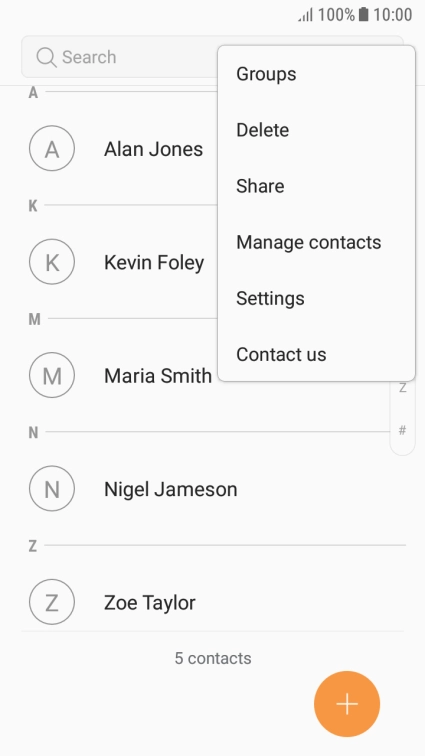 Press Manage contacts. Press Manage contacts.