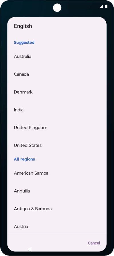 Press the required country.