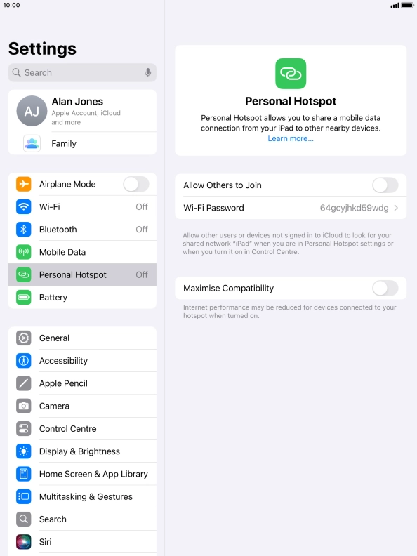 Press Wi-Fi Password and key in the required password. Press Wi-Fi Password and key in the required password.