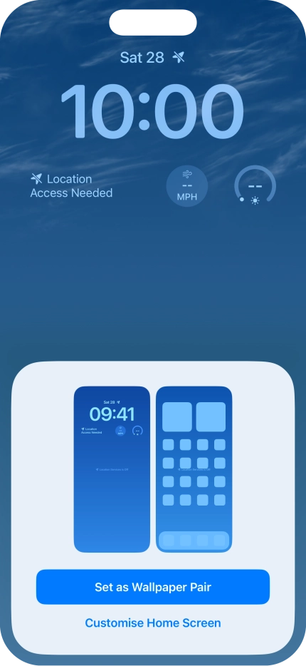 To use the same colour theme on the home screen, press Set as Wallpaper Pair. To use the same colour theme on the home screen, press Set as Wallpaper Pair.