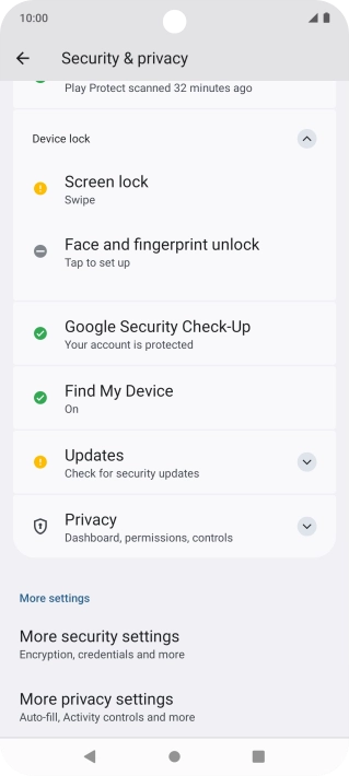 Press Face and fingerprint unlock.