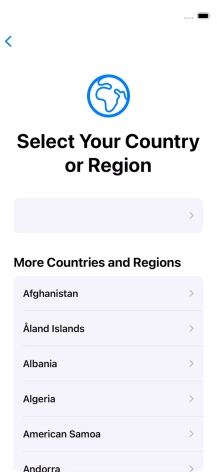 Press the required country or area. Press the required country or area.