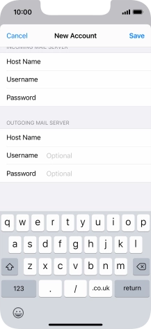 Press Username and key in the username for your email account. Please note that if you're using Vodafone's outgoing server, leave the username field empty.