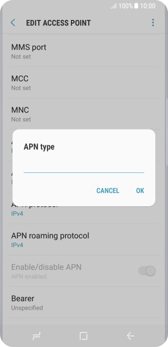Key in default and press OK.