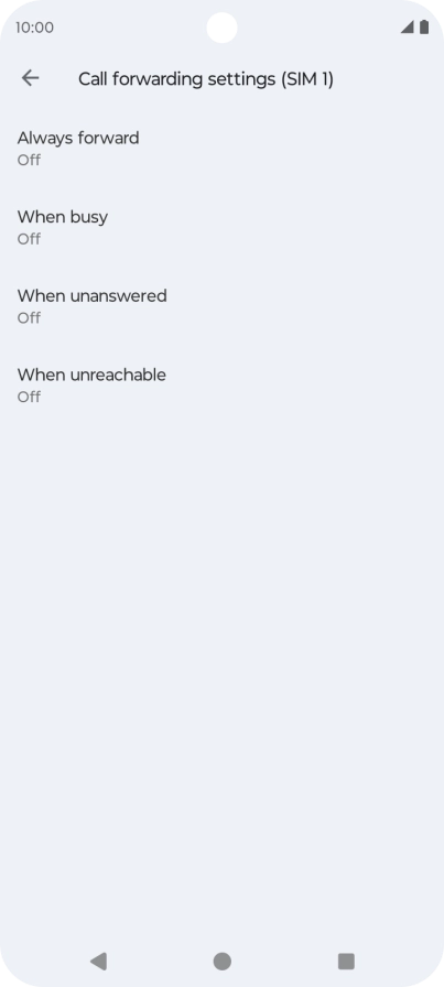 Press the required divert type. Press the required divert type.