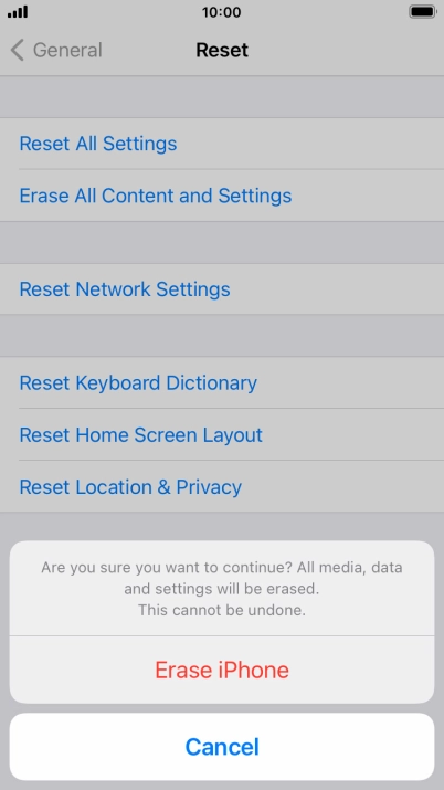 Press Erase iPhone.