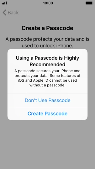 If you turn off the function, press Don't Use Passcode.