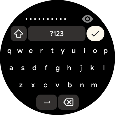 Key in the password for the Wi-Fi network and press the confirm icon.
