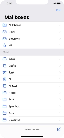 Press the required email account. Press the required email account.