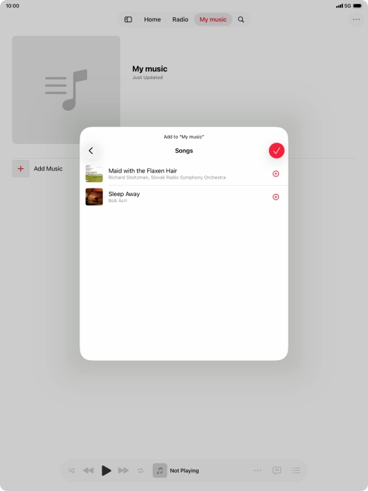 Go to the required category and press the add icon next to the required audio file.