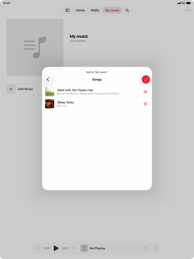 Go to the required category and press the add icon next to the required audio file.