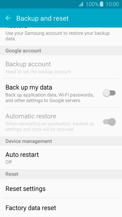 Press Factory data reset.