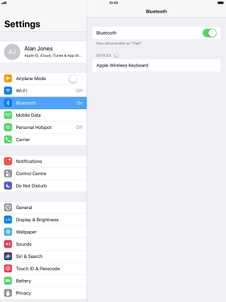 Press the required Bluetooth device and follow the instructions on the screen to pair the device with your tablet. Press the required Bluetooth device and follow the instructions on the screen to pair the device with your tablet.