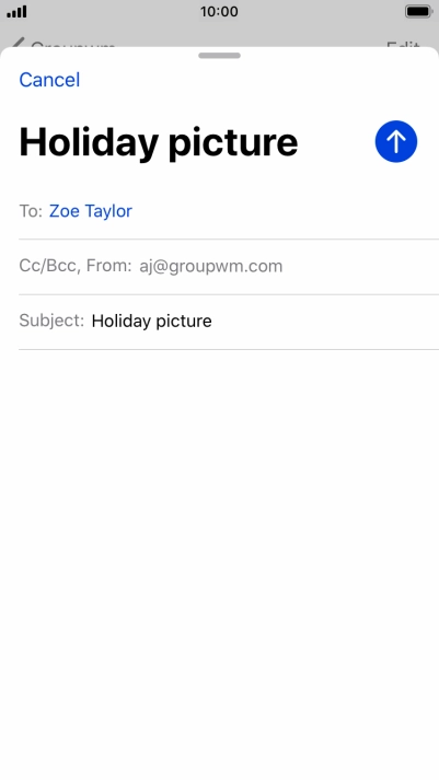 Press the text input field and write the text for your email message.