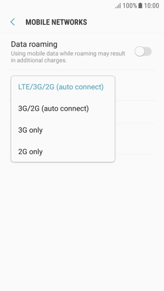 Press the required network mode. Press the required network mode.