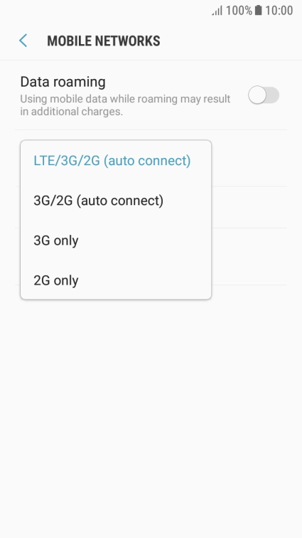 Press the required network mode. Press the required network mode.