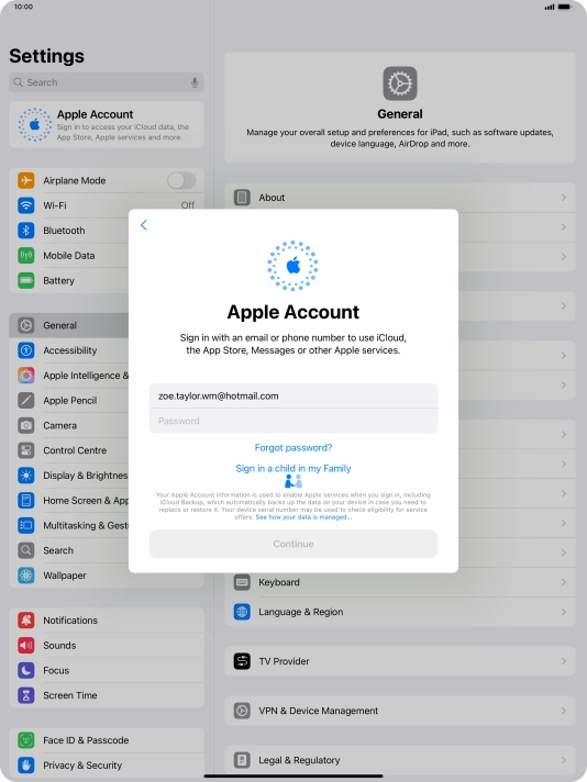 Press Password and key in the password for your Apple ID. Press Password and key in the password for your Apple ID.