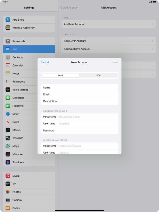 Press IMAP. Press IMAP.