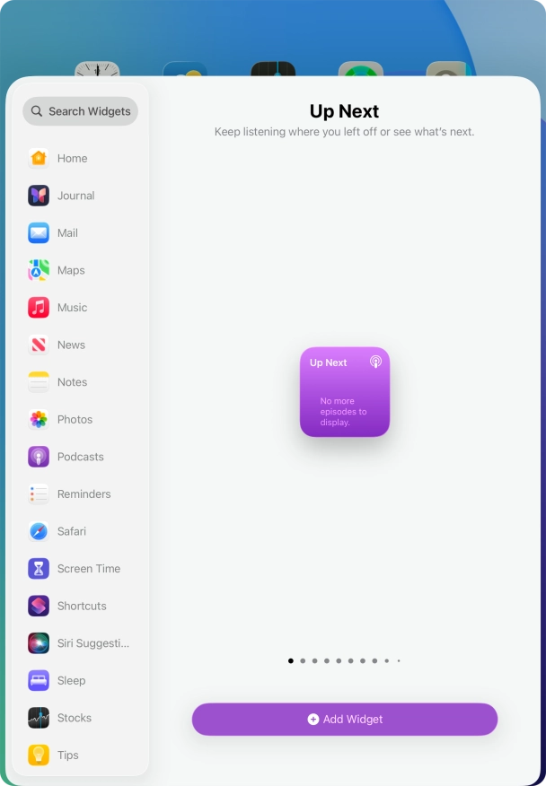 Press Add Widget.