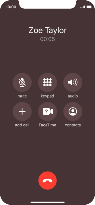 Press the end call icon to end the call. Press the end call icon to end the call.