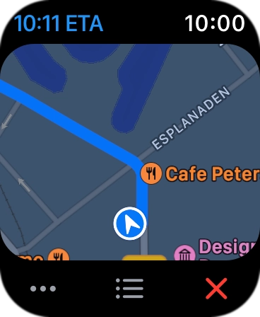 Turn the Digital Crown to zoom in or out on the map. Turn the Digital Crown to zoom in or out on the map.