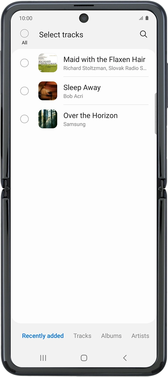 On your phone: Press the required audio files  to select them.