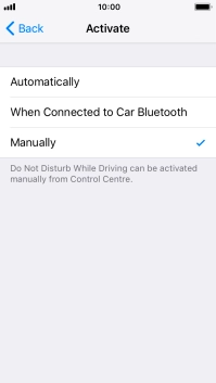 Press the required setting.