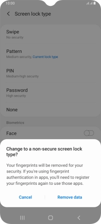 Press Remove data.