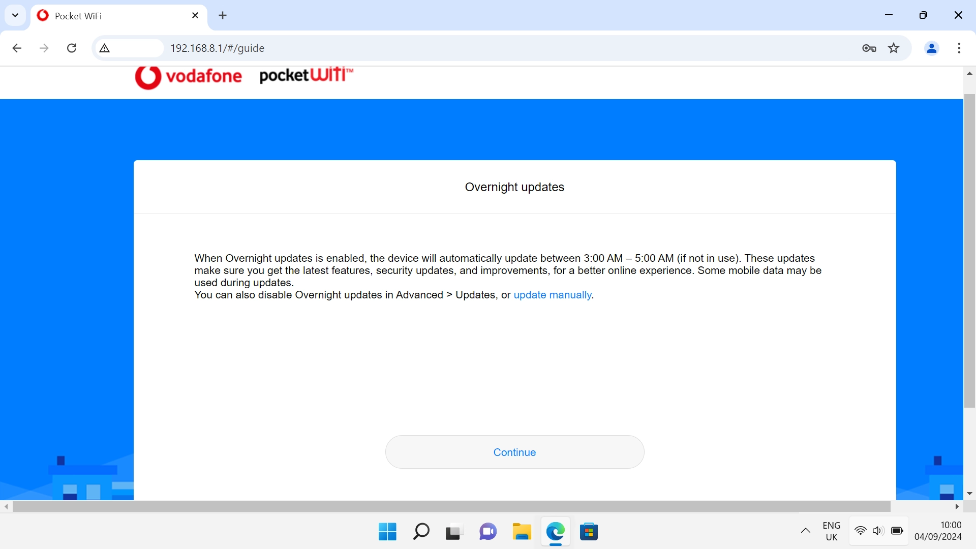 Click Continue.