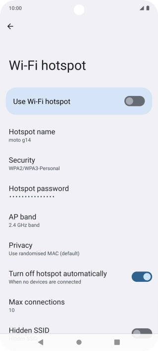 Press Hotspot name.