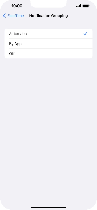 Press the required setting.