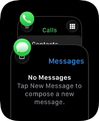 Press the Digital Crown twice in quick succession to open the list of the most recently used apps. Press the Digital Crown twice in quick succession to open the list of the most recently used apps.