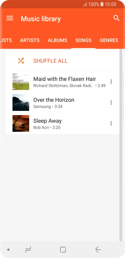 Press the required audio file.