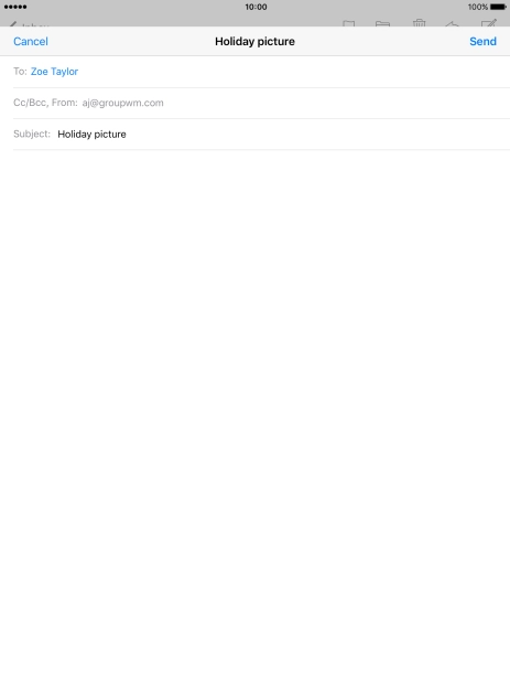 Press the text input field and write the text for your email message. Press the text input field and write the text for your email message.