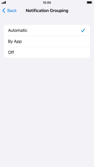 Press the required setting.