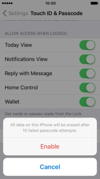 If you turn on the function, press Enable. If you turn on the function, press Enable.