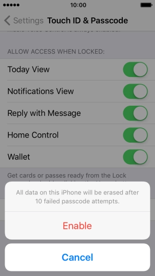 If you turn on the function, press Enable. If you turn on the function, press Enable.
