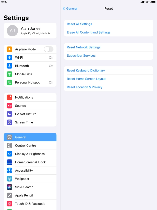 Press Reset All Settings.