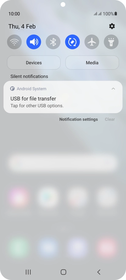 Press Tap for other USB options..