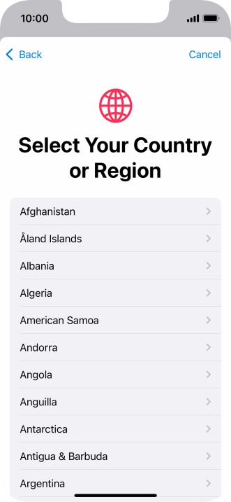 Press the required country.